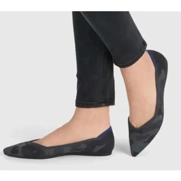 Rothy's The Point Flats Gray Black Camo Slip On Knit Washable Ballet Size 8W - Picture 1 of 6